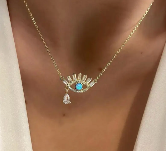 "Courtney" Gold Evil Eye Necklace - kaftanbling