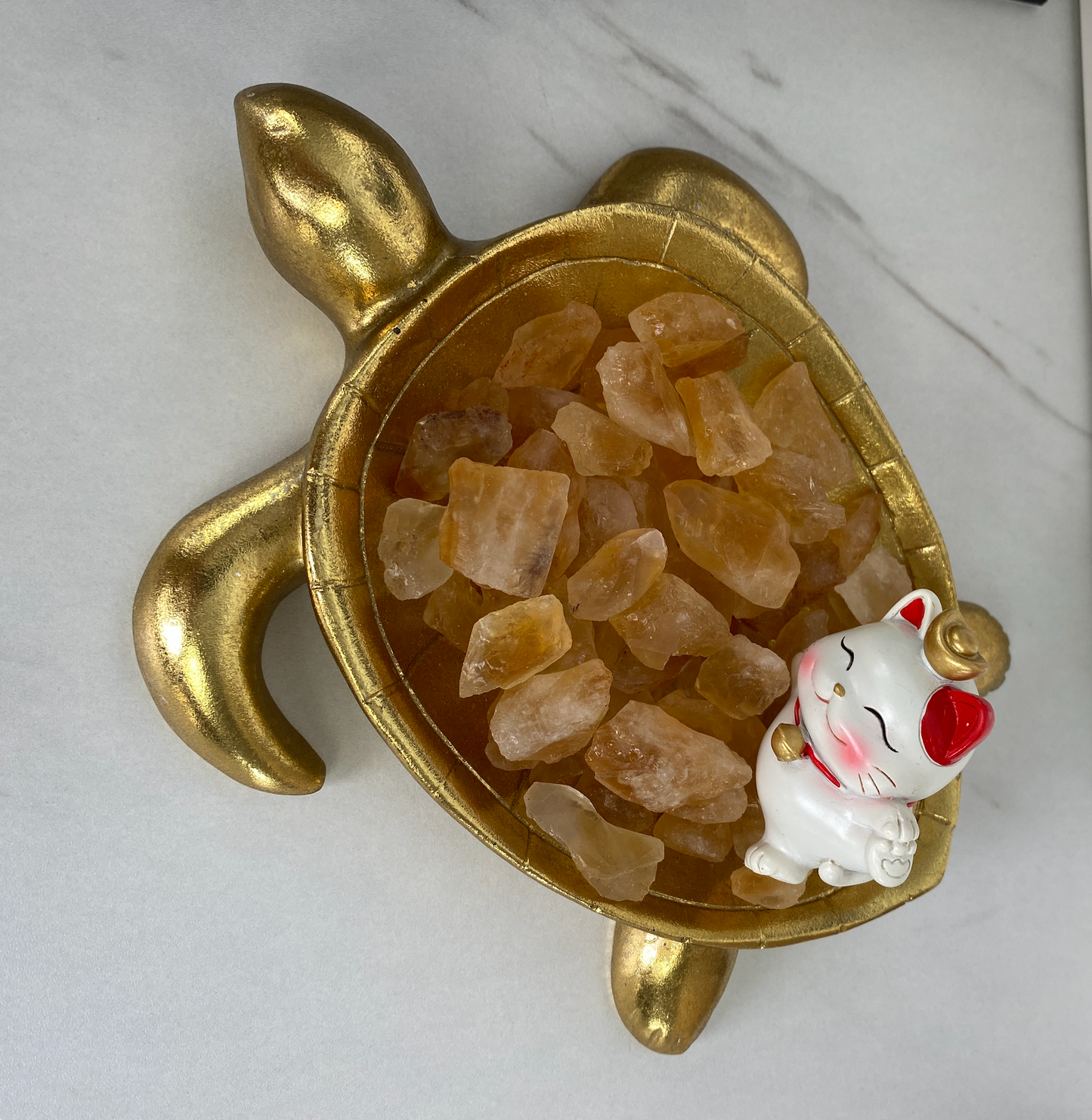 Lucky Cat, Citrine and Gold Turtle 1 - kaftanbling