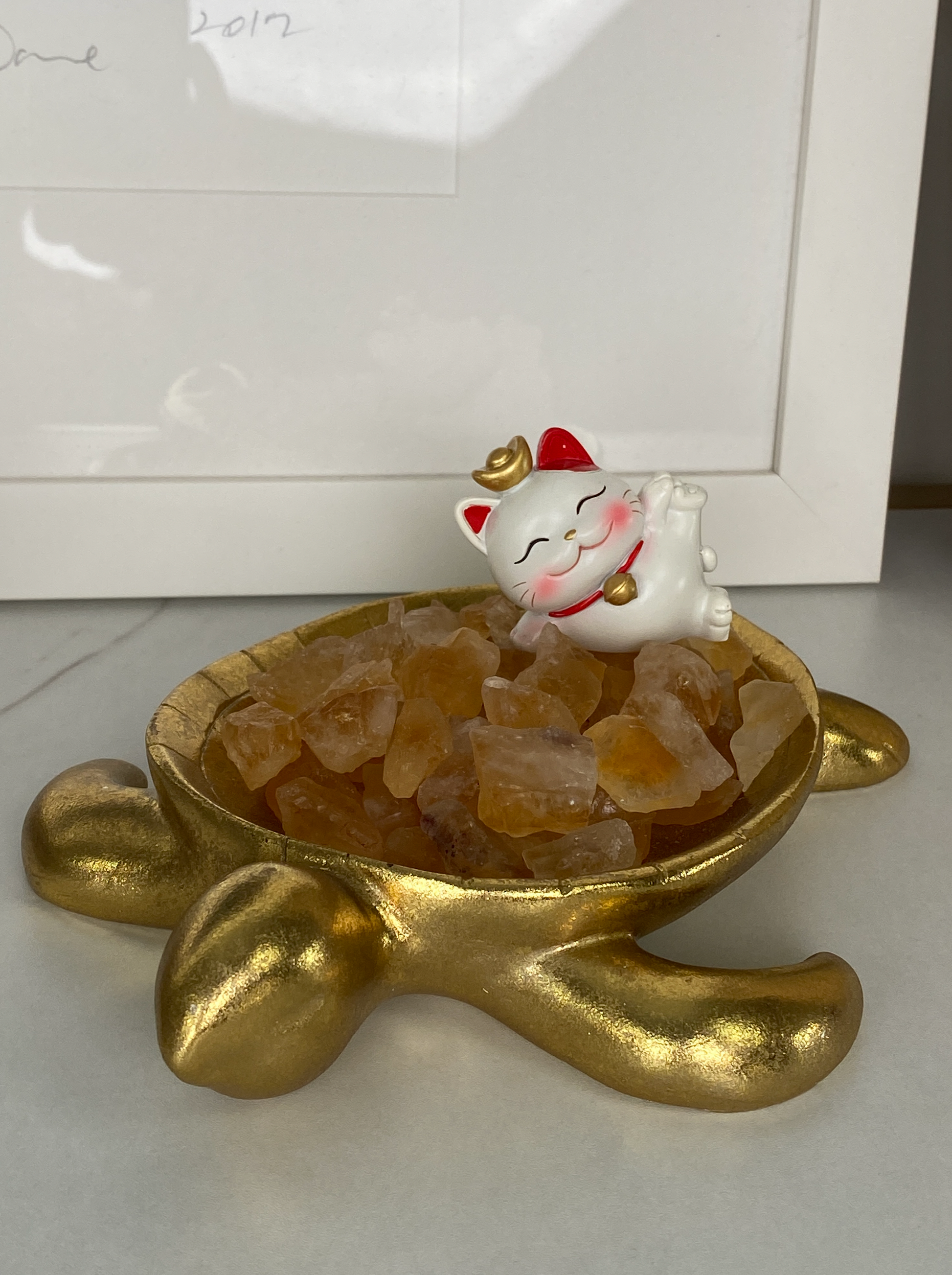 Lucky Cat, Citrine and Gold Turtle 1 - kaftanbling