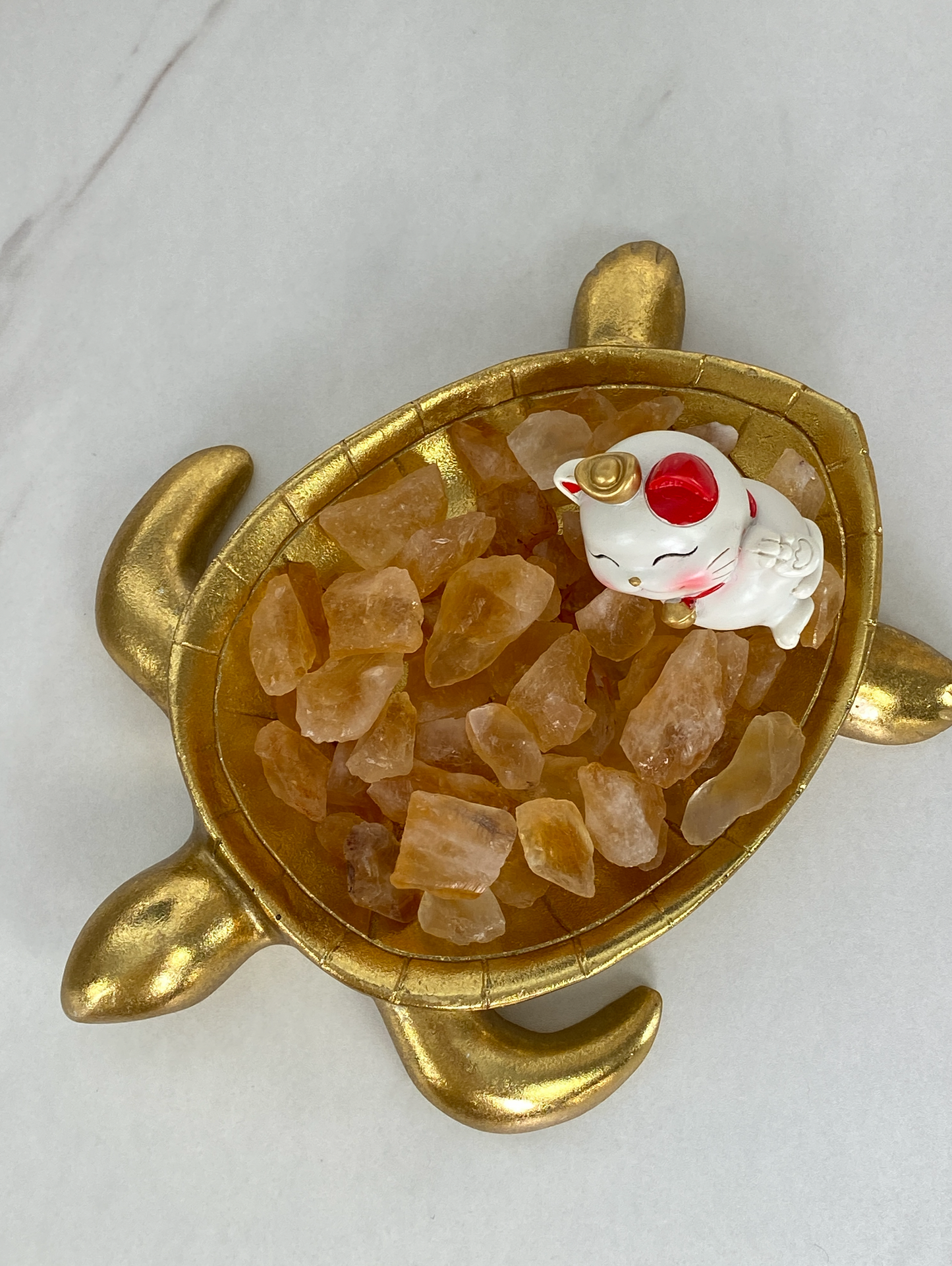 Lucky Cat, Citrine and Gold Turtle 1 - kaftanbling