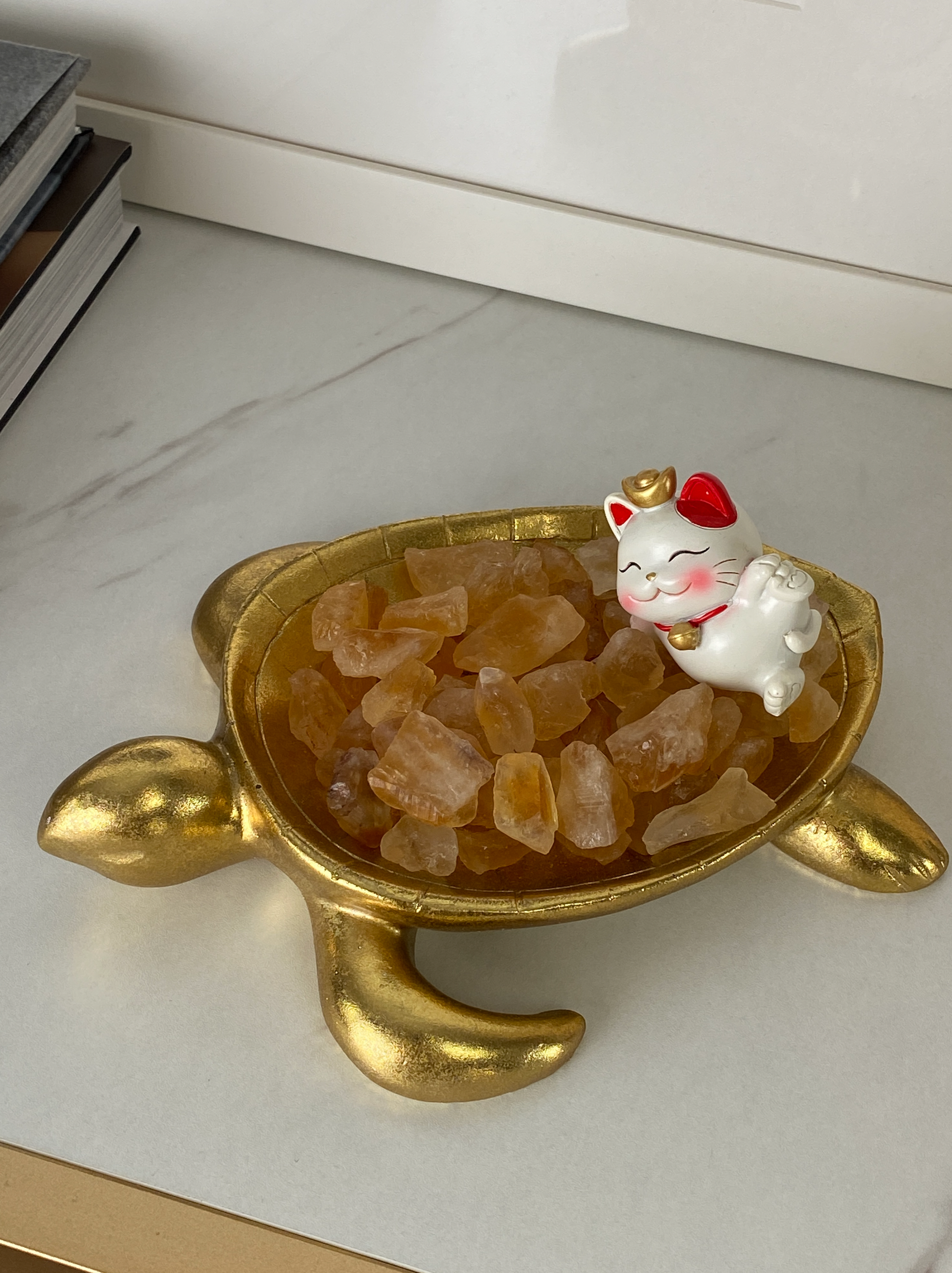 Lucky Cat, Citrine and Gold Turtle 1 - kaftanbling