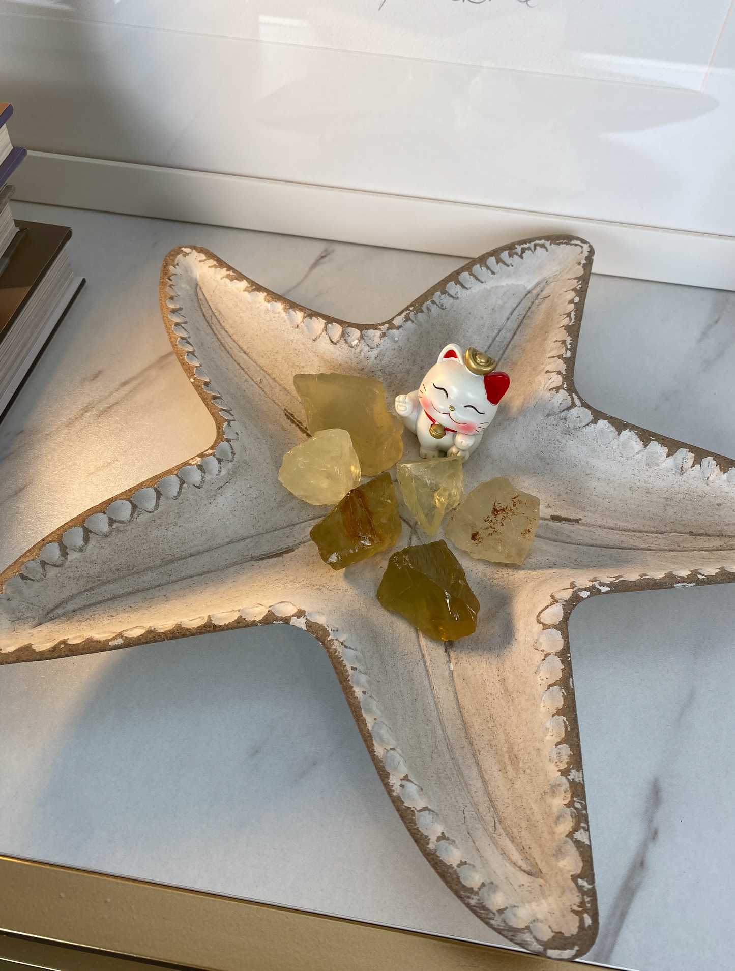 Lucky Cat, Citrine and Starfish Ornament 1 - kaftanbling