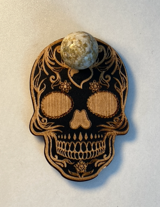 Madagascar Flower Agate Sphere With Skull Sphere Holder