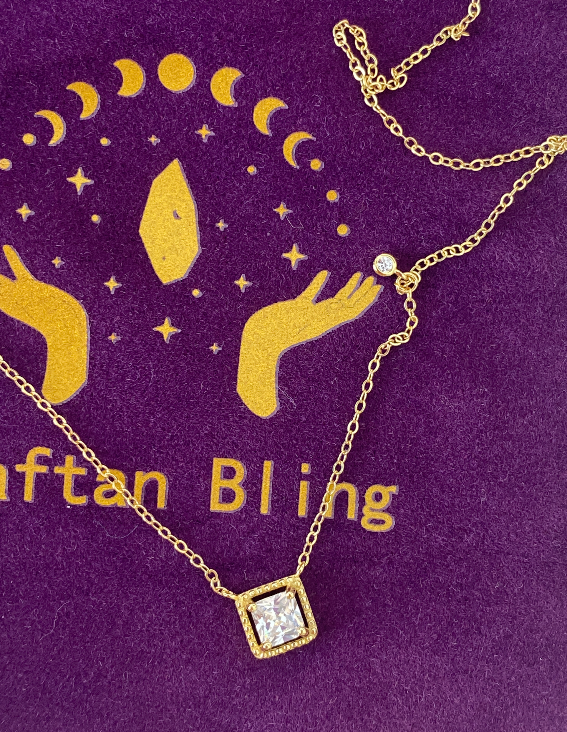 "Beverley" Gold Diamante Necklace - kaftanbling