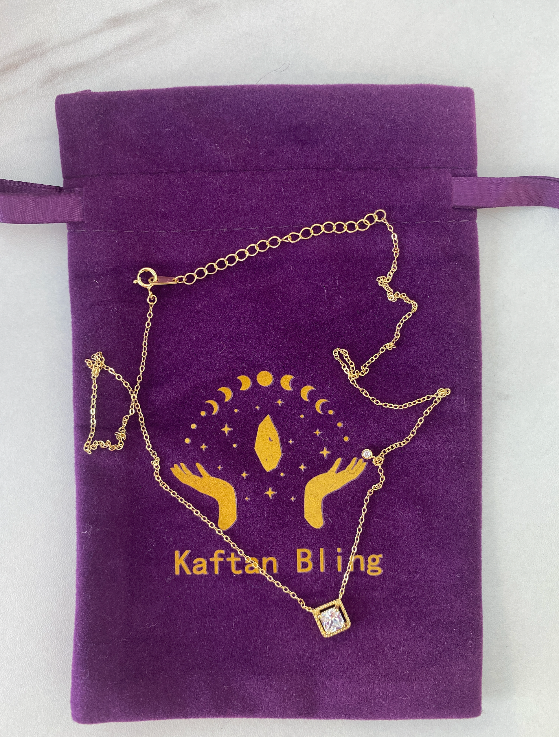 "Beverley" Gold Diamante Necklace - kaftanbling